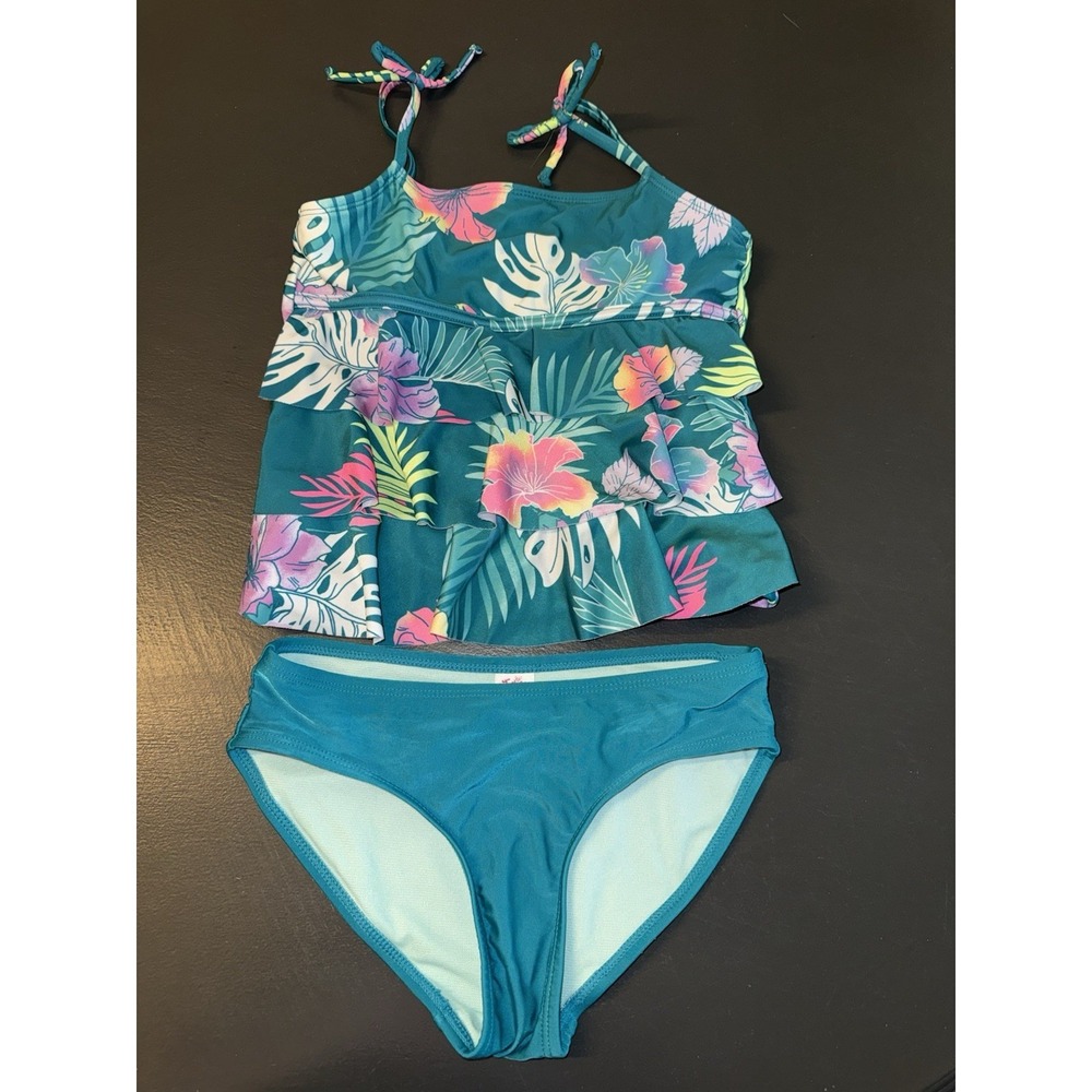 Justice Girls Swimsuits Bikini Tankini 2 piece Size 10 Beach Pool Summer Fun!